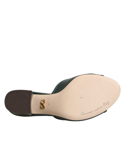 Dolce & Gabbana Green DG Amore Heel Slides Sandals