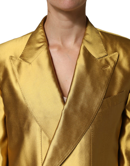 Gold Satin Long Sleeves Blazer Coat Jacket