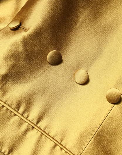 Gold Satin Long Sleeves Blazer Coat Jacket