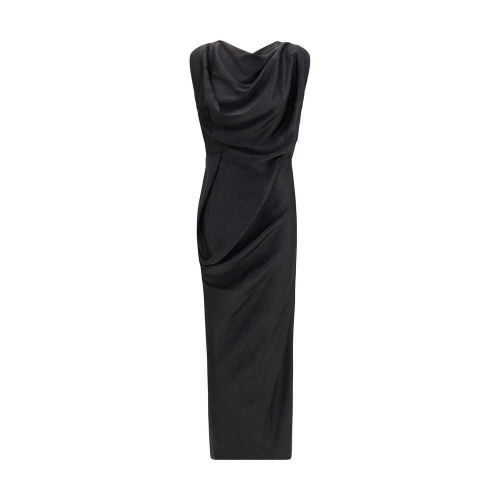 Vivienne Westwood Black Satin Maxi Cocktail Dress