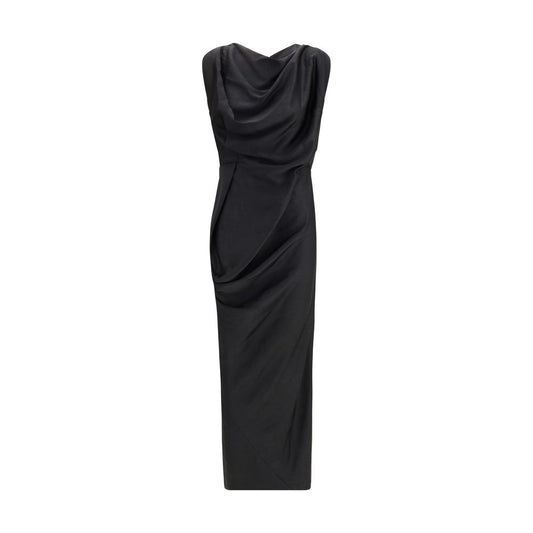 Vivienne Westwood Black Satin Maxi Cocktail Dress