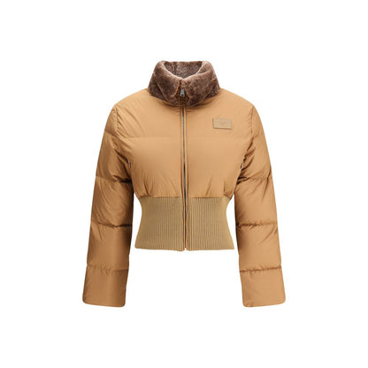 Fendi Brown Shearling-Collar Padded Jacket