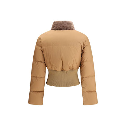 Fendi Brown Shearling-Collar Padded Jacket