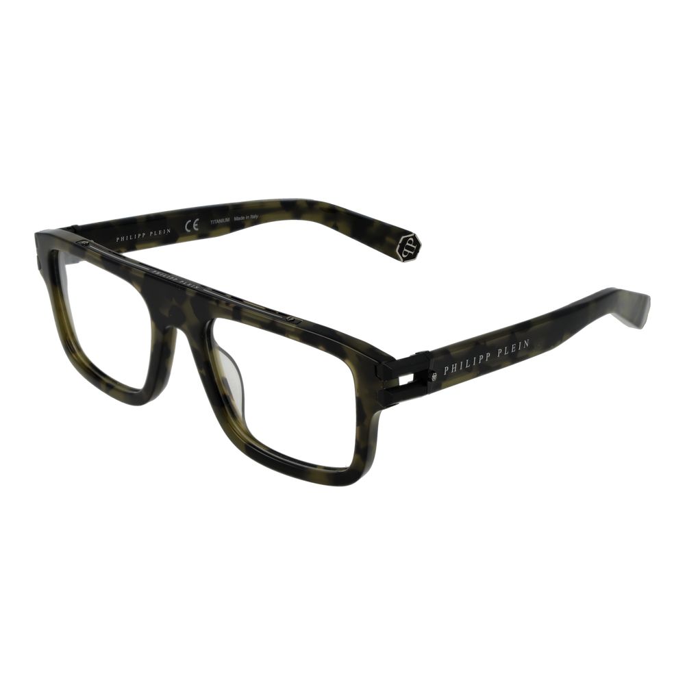 Philipp Plein Men’s Green Titanium Optical Glasses – Square Frame