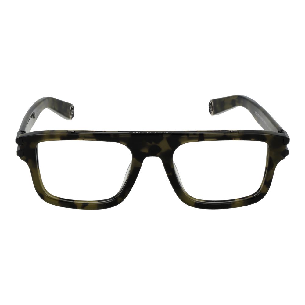 Philipp Plein Men’s Green Titanium Optical Glasses – Square Frame