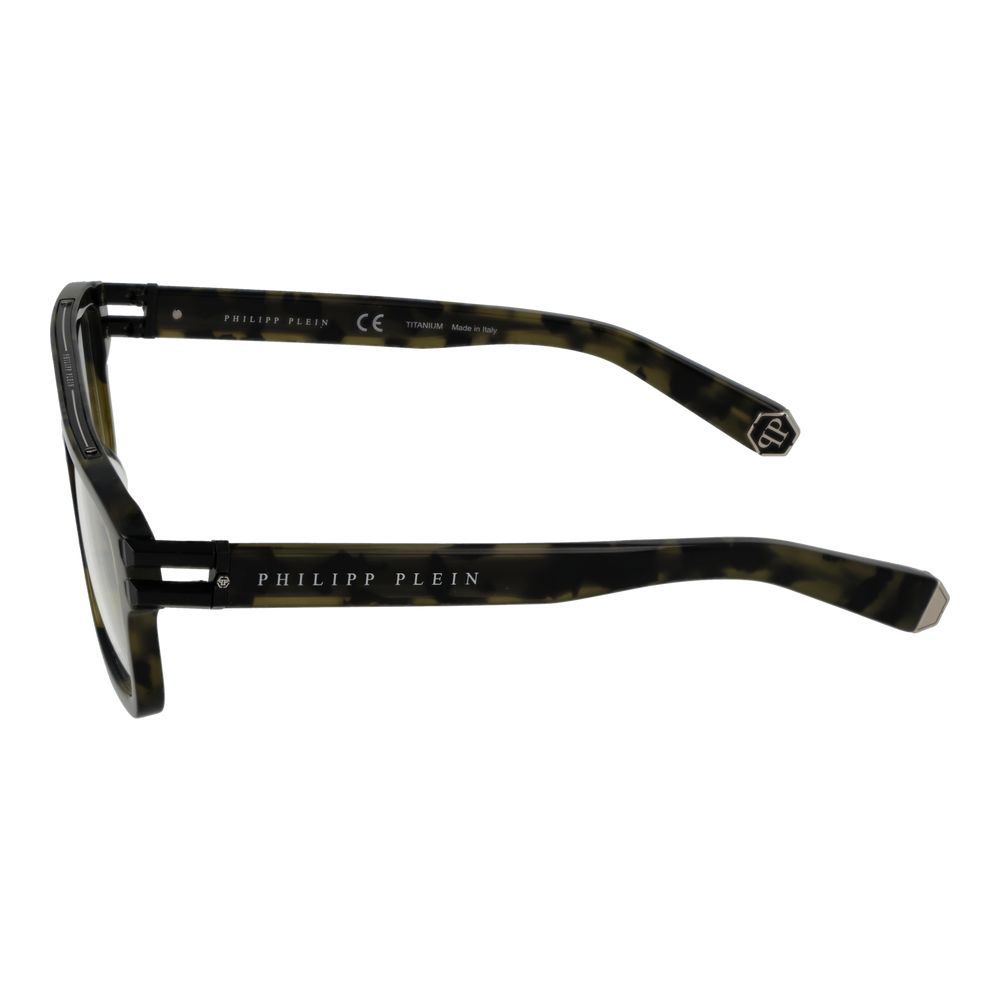 Philipp Plein Men’s Green Titanium Optical Glasses – Square Frame