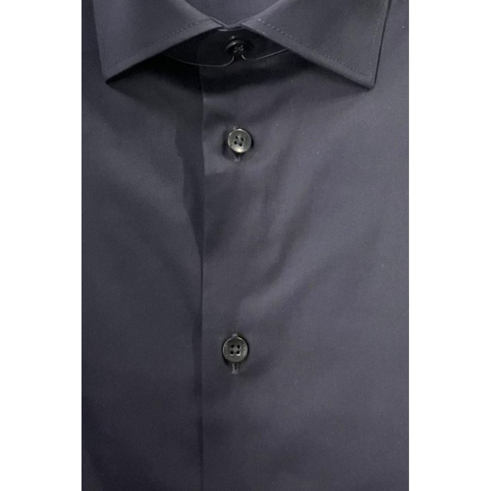 Baldinini Trend Black Cotton Shirt - Slim Fit with French Collar