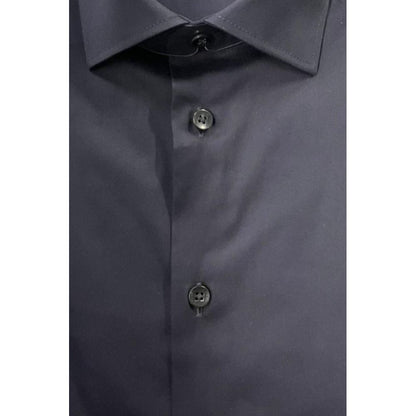 Baldinini Trend Black Cotton Shirt - Slim Fit with French Collar