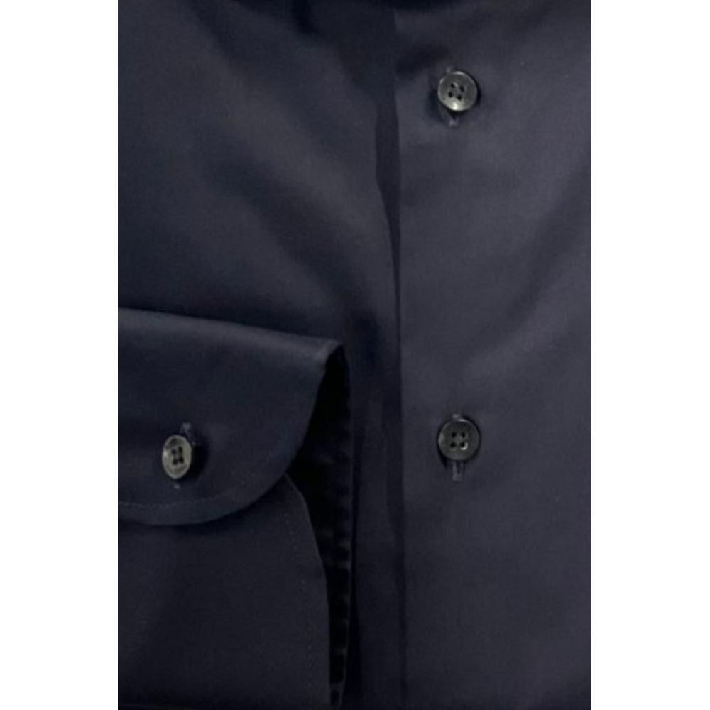 Baldinini Trend Black Cotton Shirt - Slim Fit with French Collar