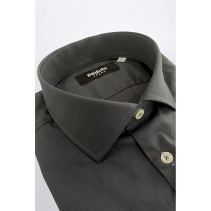 Baldinini Trend Gray Cotton Shirt - Slim Fit with French Collar