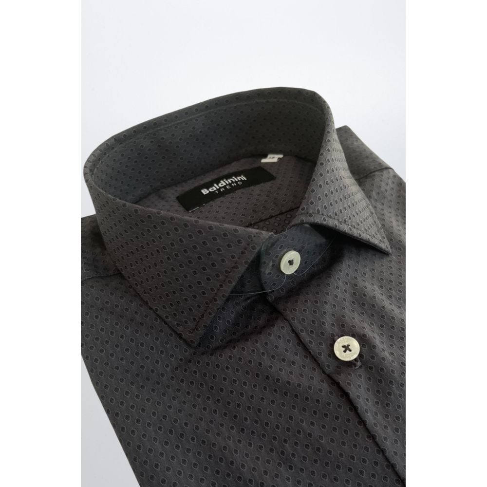 Baldinini Trend Gray Cotton Shirt - Slim Fit Elegance