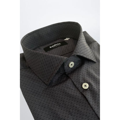 Baldinini Trend Gray Cotton Shirt - Slim Fit Elegance
