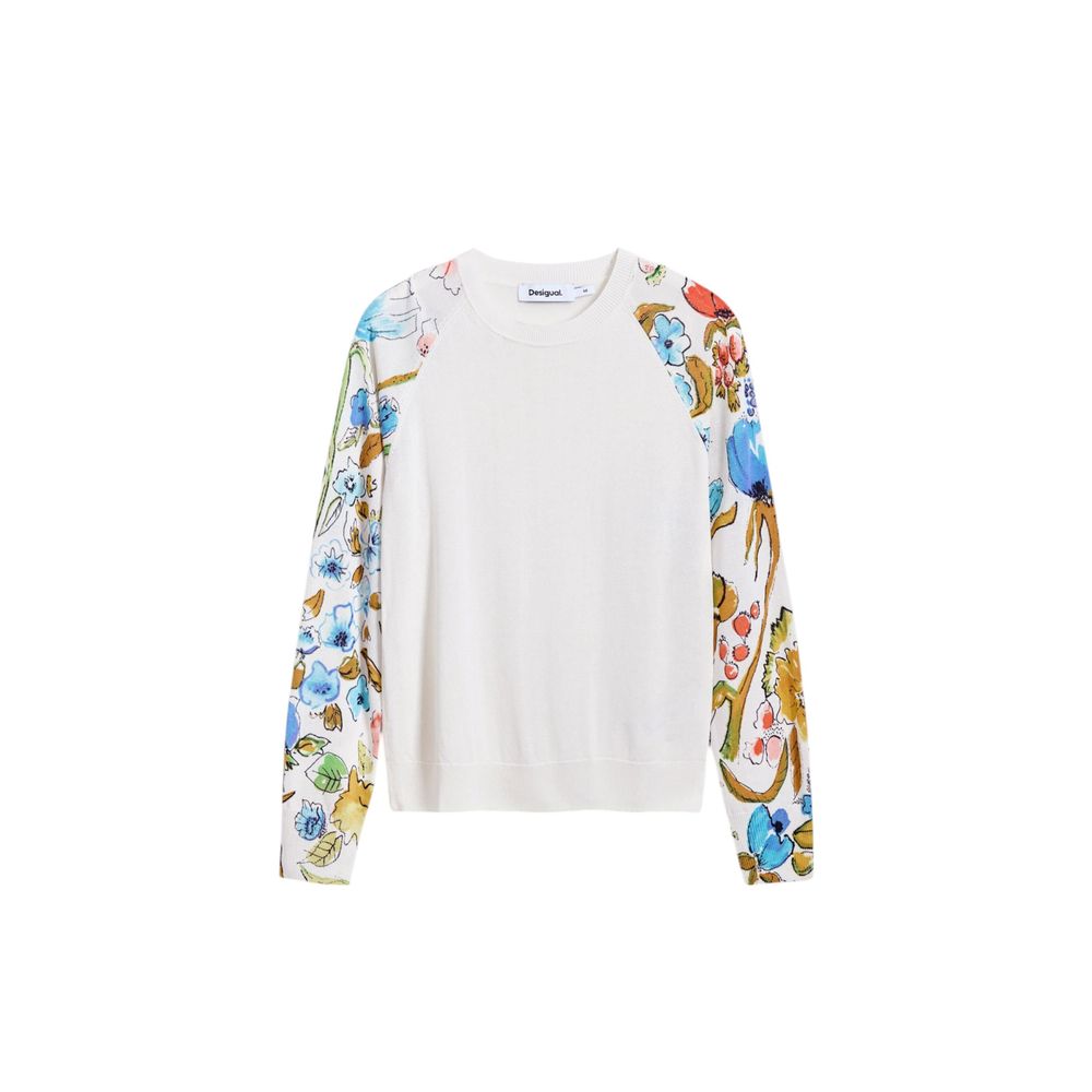 Desigual White Viscose Sweatshirt - Effortless Elegance for Spring/Summer