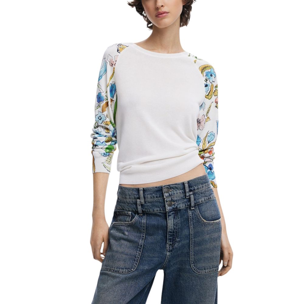 Desigual White Viscose Sweatshirt - Effortless Elegance for Spring/Summer