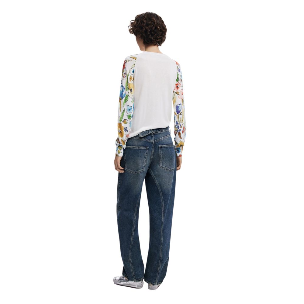 Desigual White Viscose Sweatshirt - Effortless Elegance for Spring/Summer