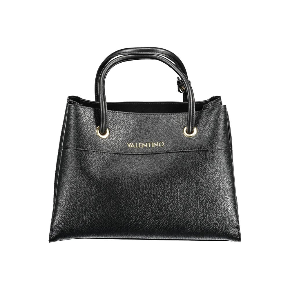 Mario Valentino Black Faux Leather Handbag with Two Handles
