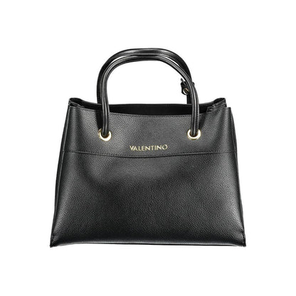 Mario Valentino Black Faux Leather Handbag with Two Handles