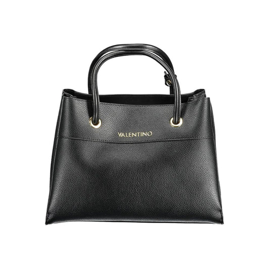 Mario Valentino Black Faux Leather Handbag with Two Handles