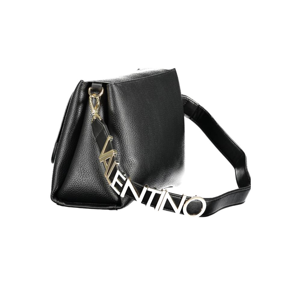 Mario Valentino Black Faux Leather Handbag with Removable Shoulder Strap