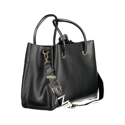 Mario Valentino Black Faux Leather Handbag with Two Handles