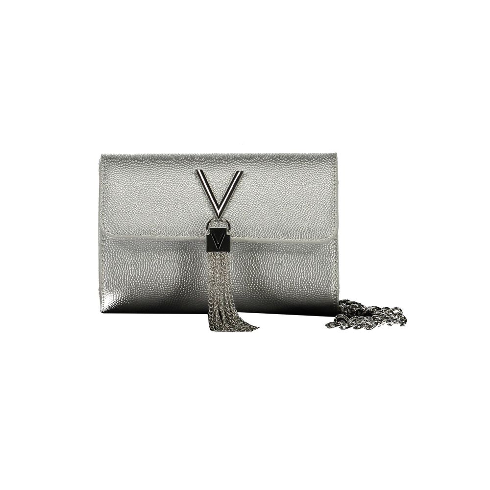 Mario Valentino Gray Faux Leather Handbag with Chain Shoulder Strap