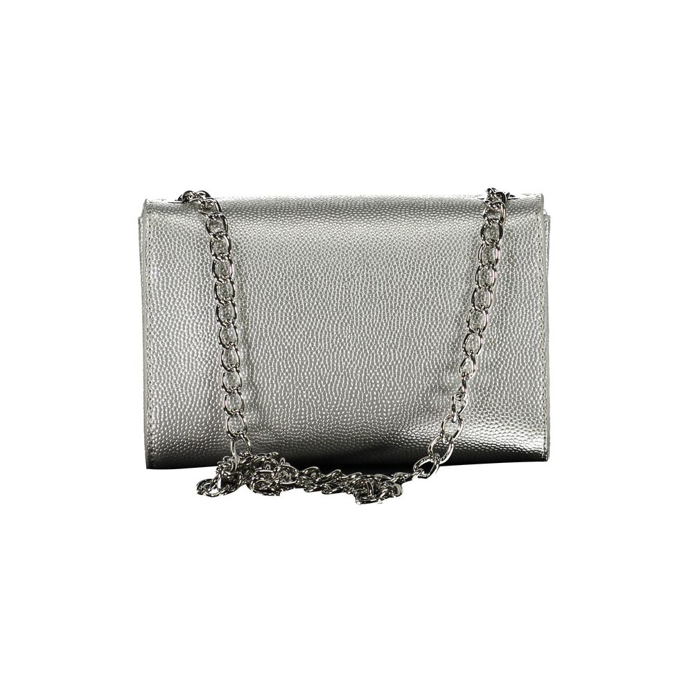Mario Valentino Gray Faux Leather Handbag with Chain Shoulder Strap