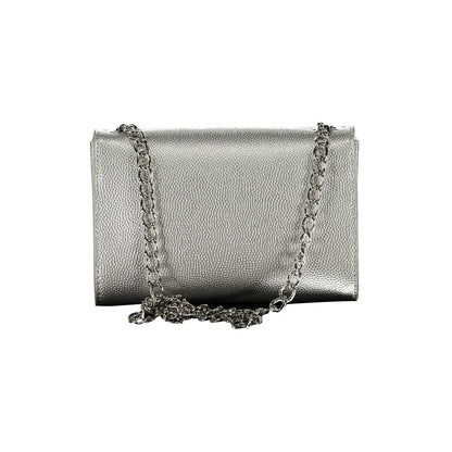 Mario Valentino Gray Faux Leather Handbag with Chain Shoulder Strap