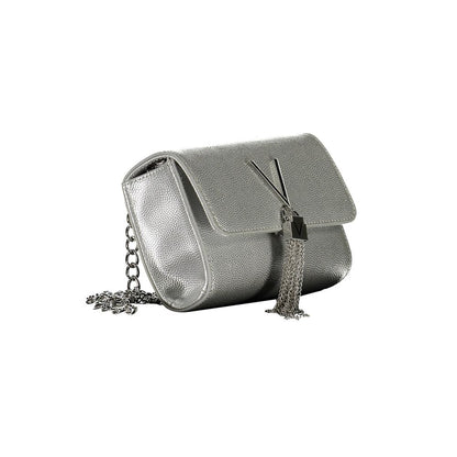 Mario Valentino Gray Faux Leather Handbag with Chain Shoulder Strap