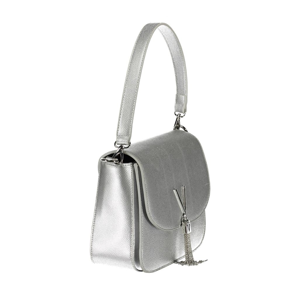 Mario Valentino Gray Faux Leather Handbag with Shoulder Strap