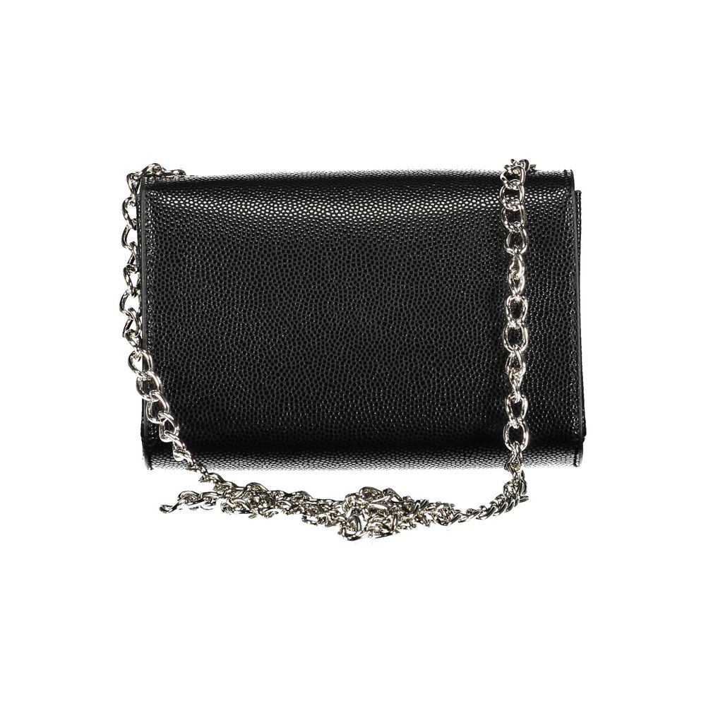 Mario Valentino Black Faux Leather Handbag with Chain Shoulder Strap