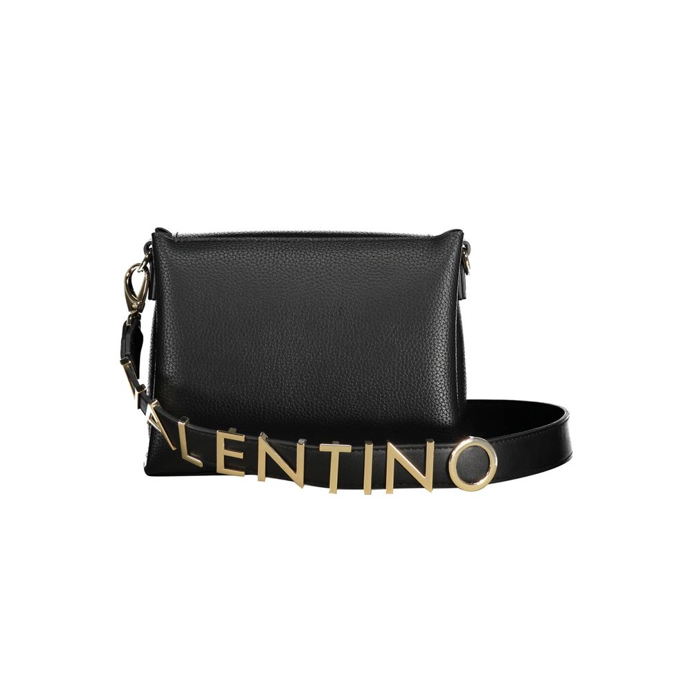 Mario Valentino Black Faux Leather Handbag with Shoulder Strap