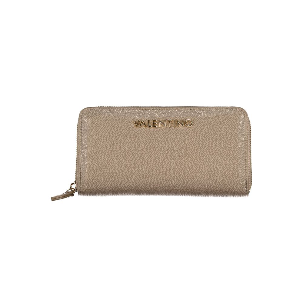 Mario Valentino Brown Leather-Effect Wallet with Zip Closure