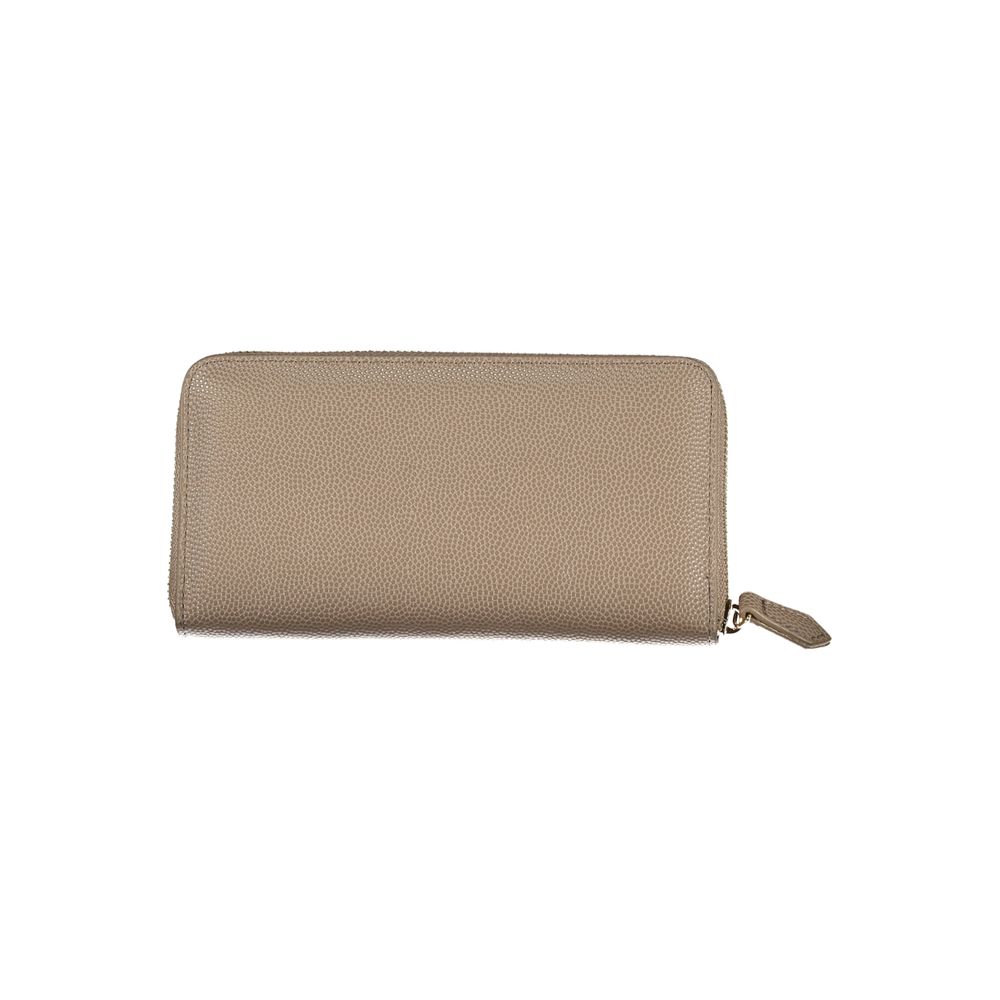 Mario Valentino Brown Leather-Effect Wallet with Zip Closure