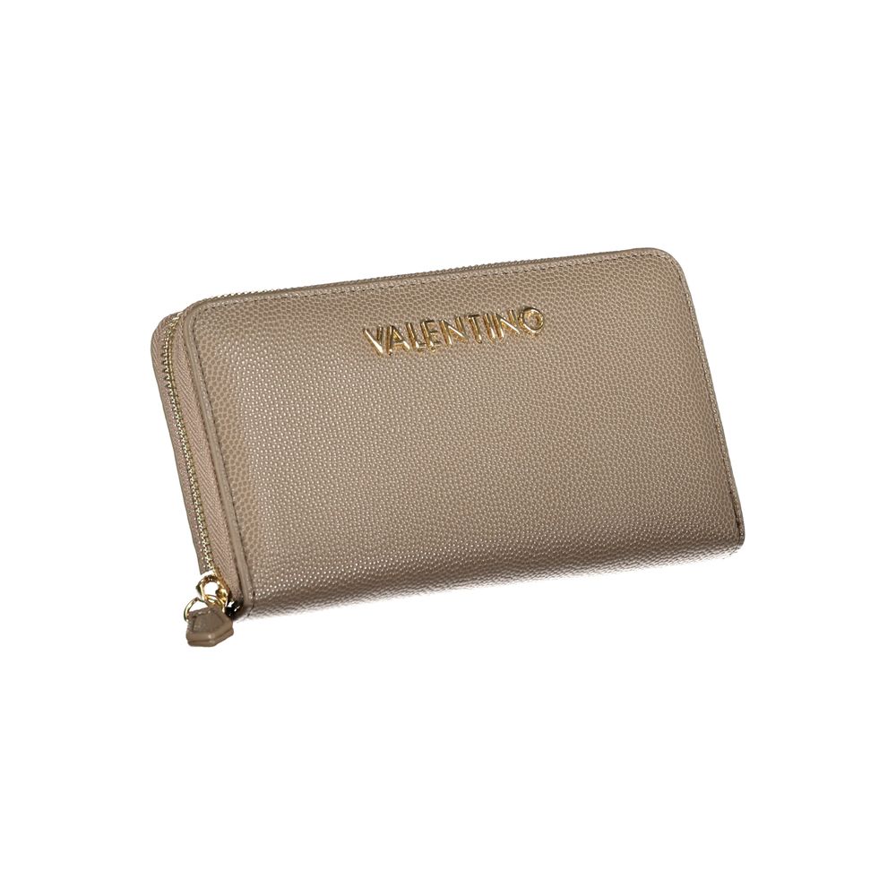 Mario Valentino Brown Leather-Effect Wallet with Zip Closure