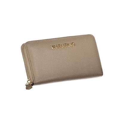 Mario Valentino Brown Leather-Effect Wallet with Zip Closure