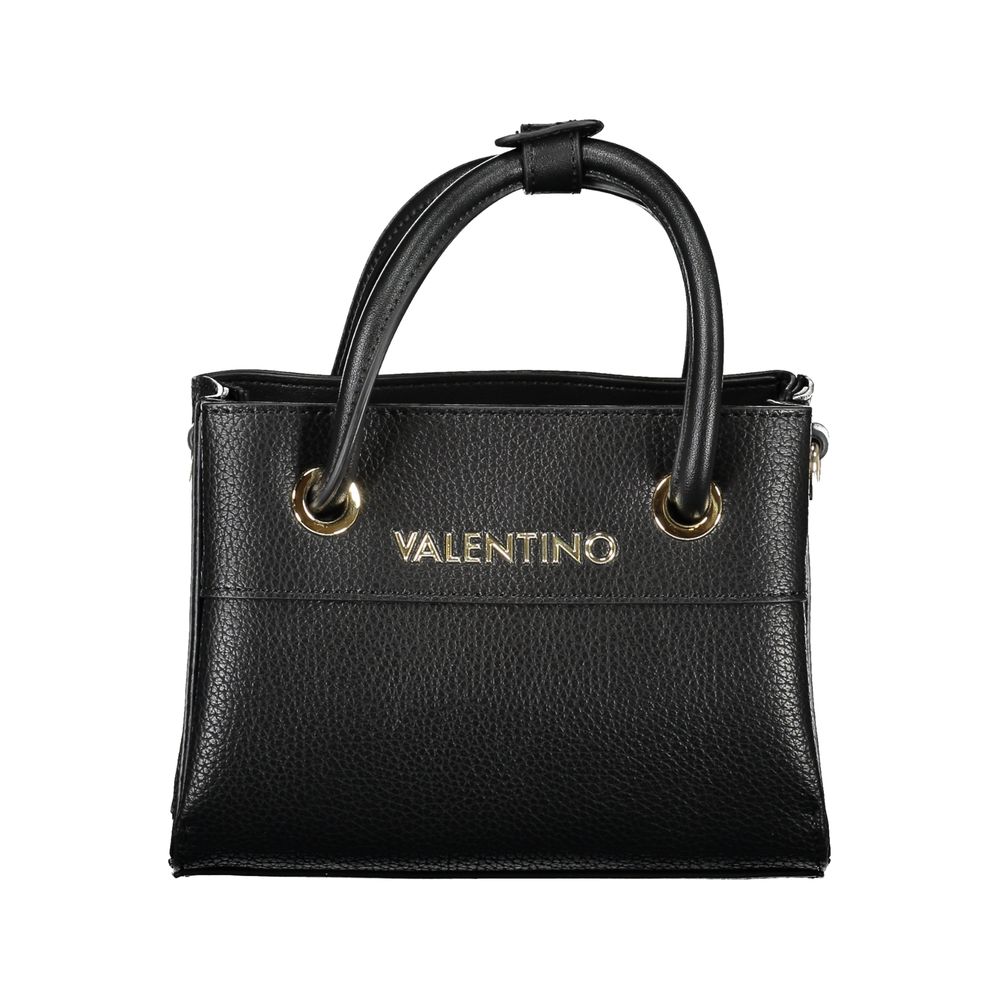 Mario Valentino Black Leather-Effect Handbag with Shoulder Strap