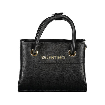 Mario Valentino Black Leather-Effect Handbag with Shoulder Strap