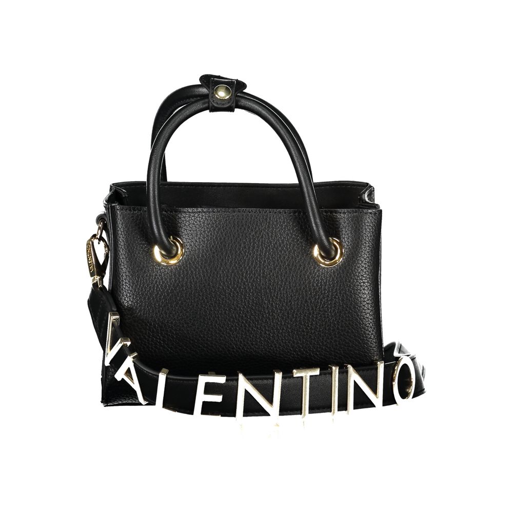 Mario Valentino Black Leather-Effect Handbag with Shoulder Strap