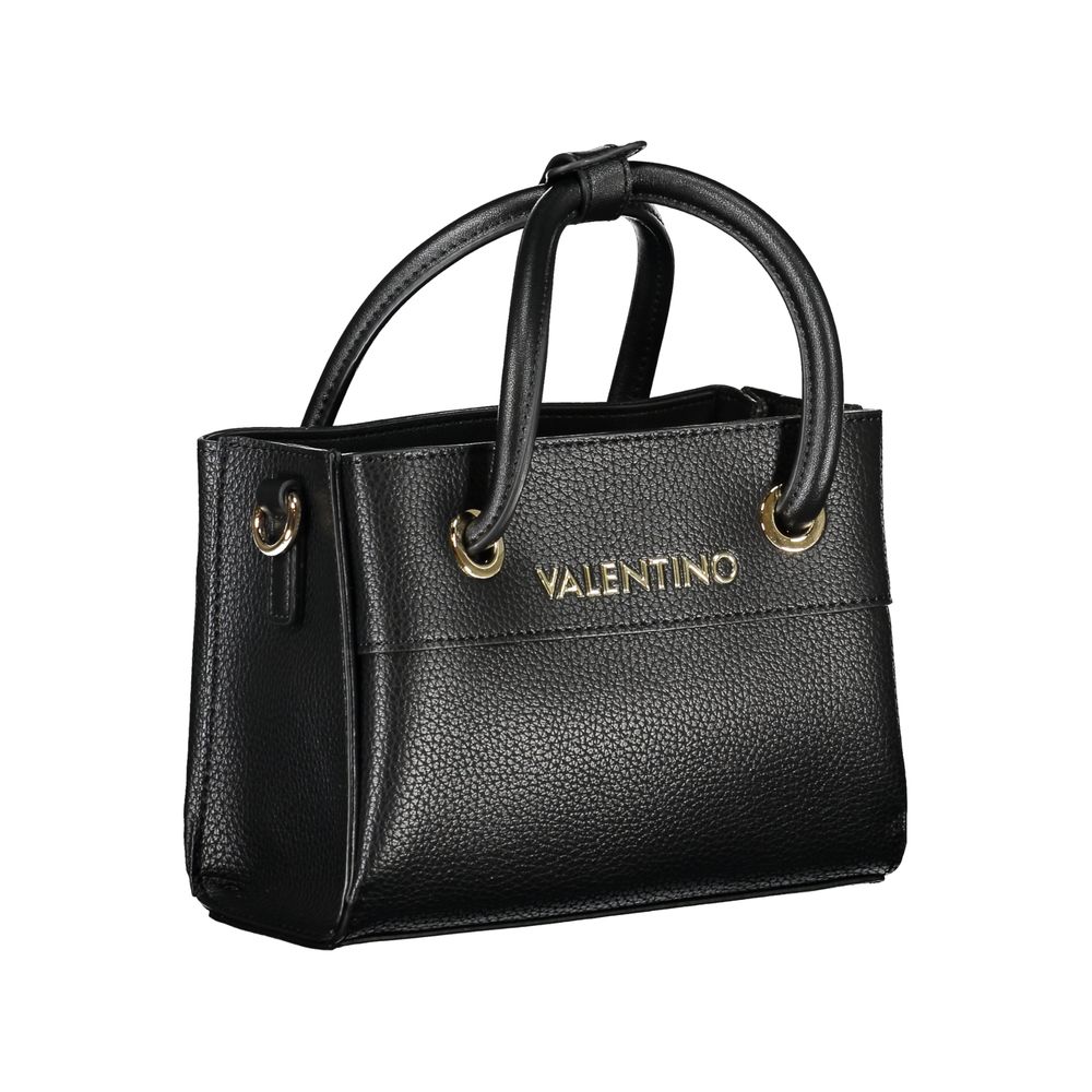 Mario Valentino Black Leather-Effect Handbag with Shoulder Strap
