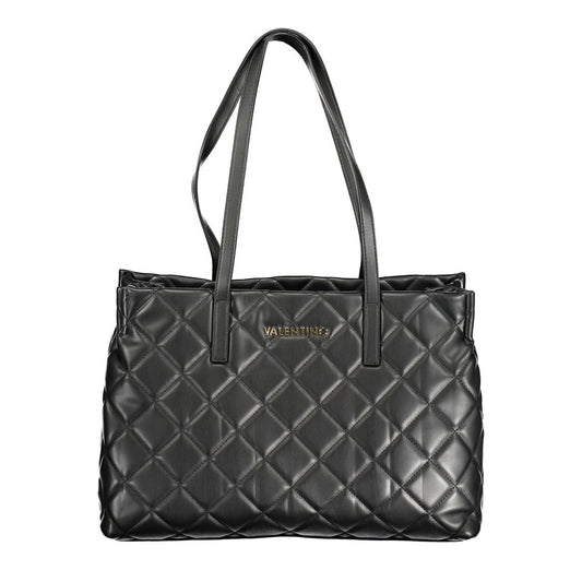 Mario Valentino Black Faux Leather Handbag with Shoulder Straps