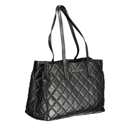 Mario Valentino Black Faux Leather Handbag with Shoulder Straps
