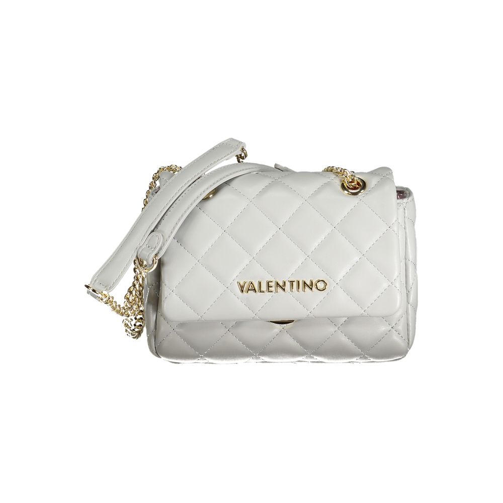 Mario Valentino Gray Faux Leather Shoulder Bag with Chain Strap