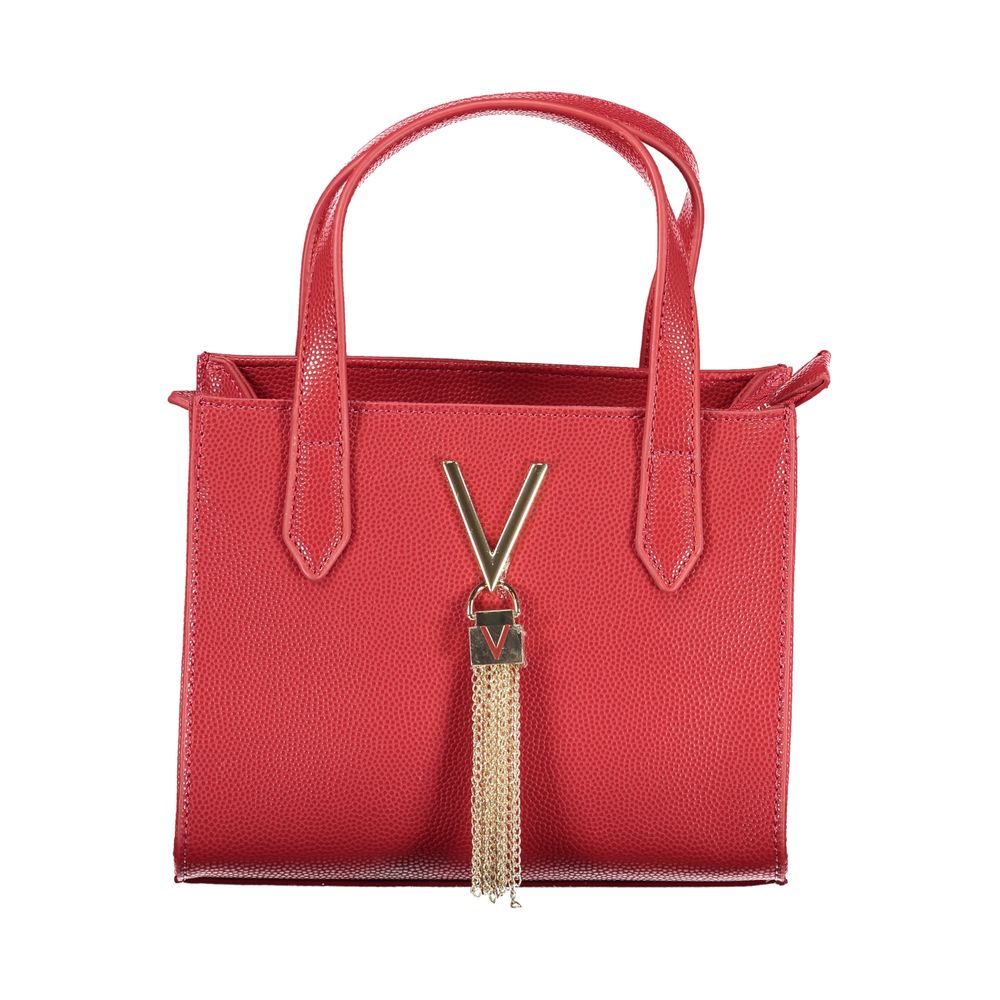 Mario Valentino Red Faux Leather Handbag with Shoulder Strap