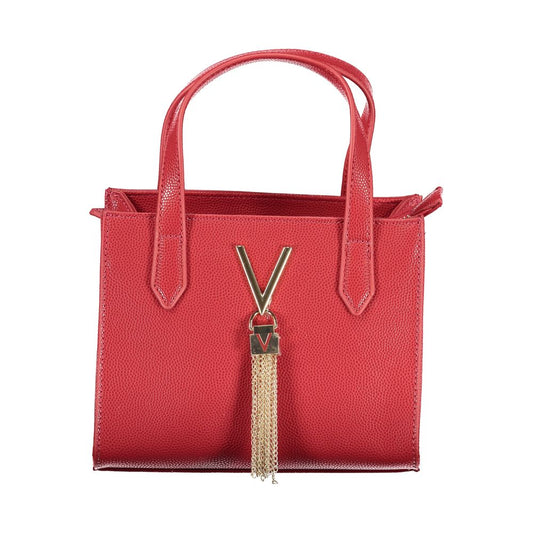 Mario Valentino Red Faux Leather Handbag with Shoulder Strap