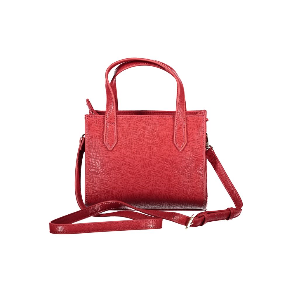 Mario Valentino Red Faux Leather Handbag with Shoulder Strap