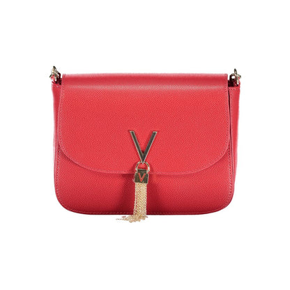 Mario Valentino Red Faux Leather Handbag with Shoulder Straps