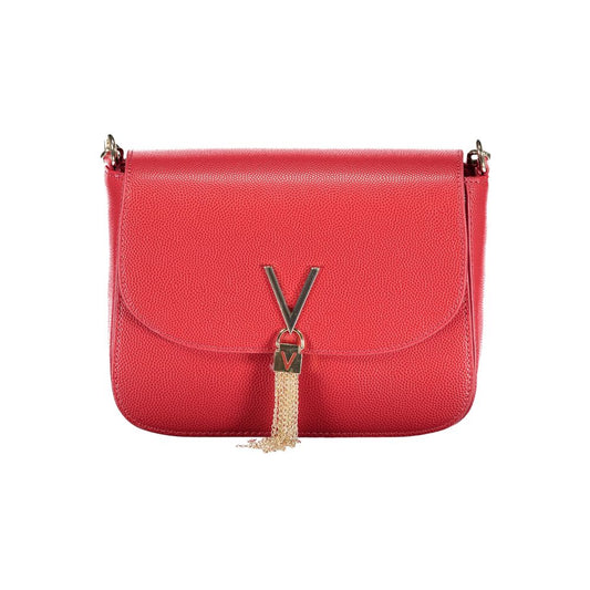 Mario Valentino Red Faux Leather Handbag with Shoulder Straps