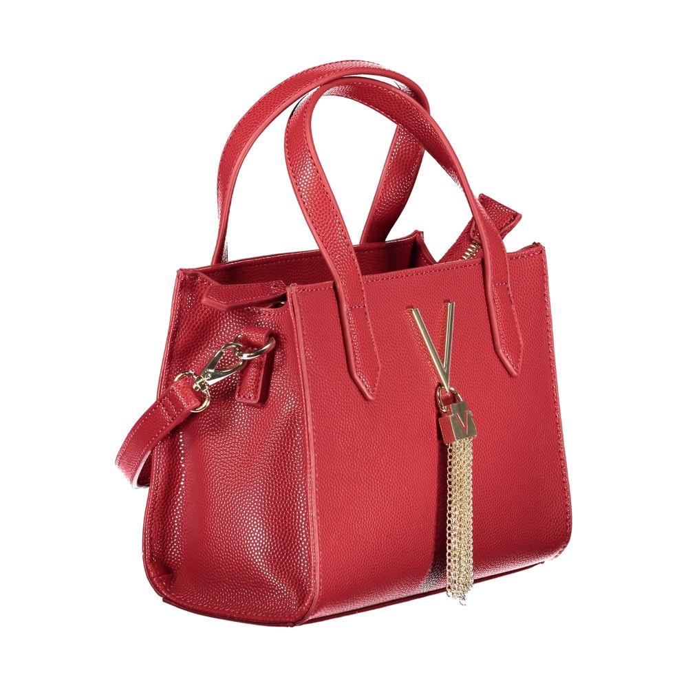 Mario Valentino Red Faux Leather Handbag with Shoulder Strap