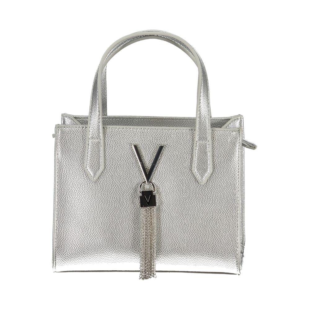 Mario Valentino Gray Vegan Leather Handbag with Shoulder Strap
