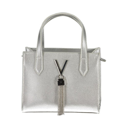 Mario Valentino Gray Vegan Leather Handbag with Shoulder Strap